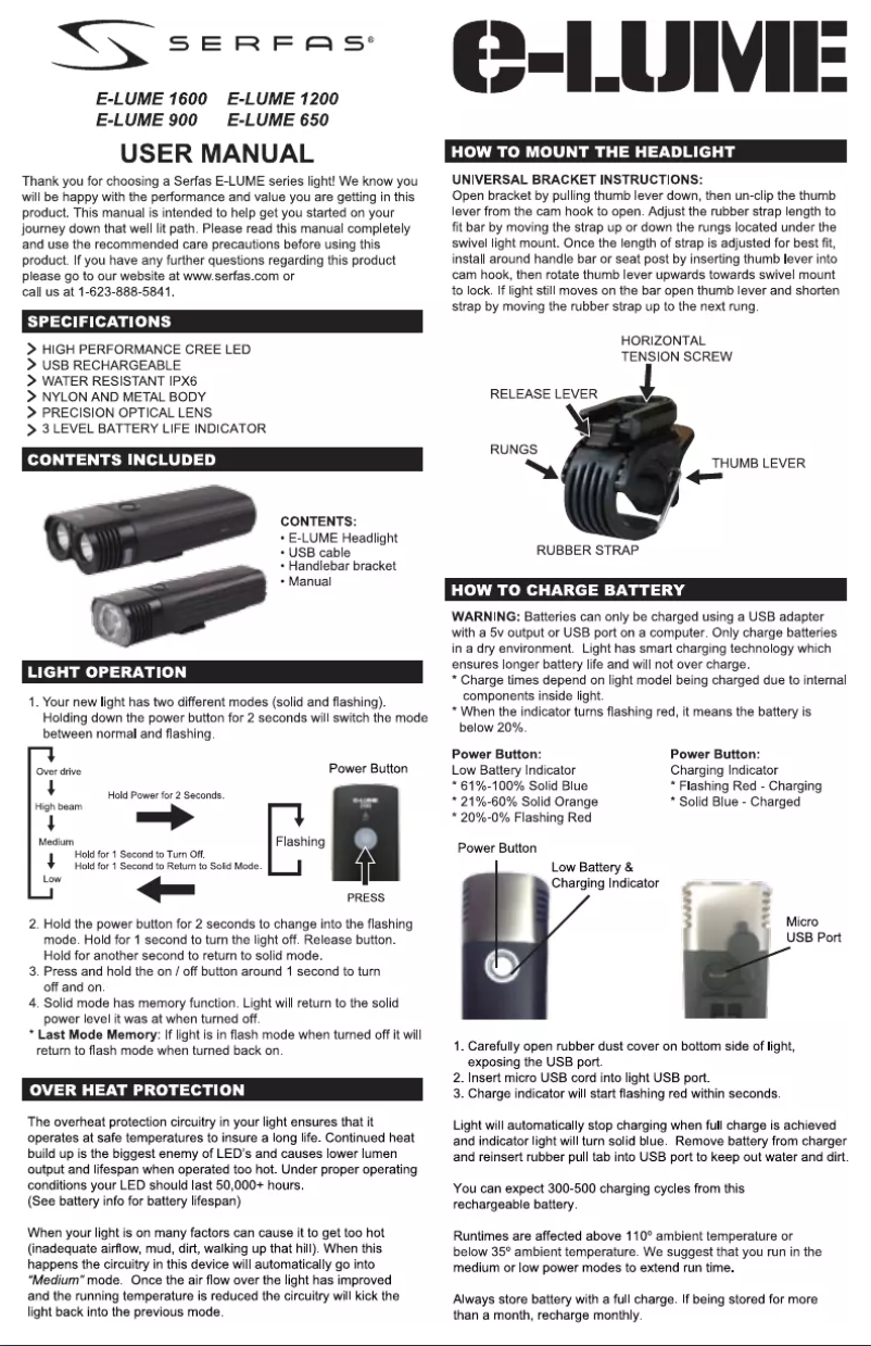 Página 1 del manual Manual de usuario Serfas E-LUME 1200