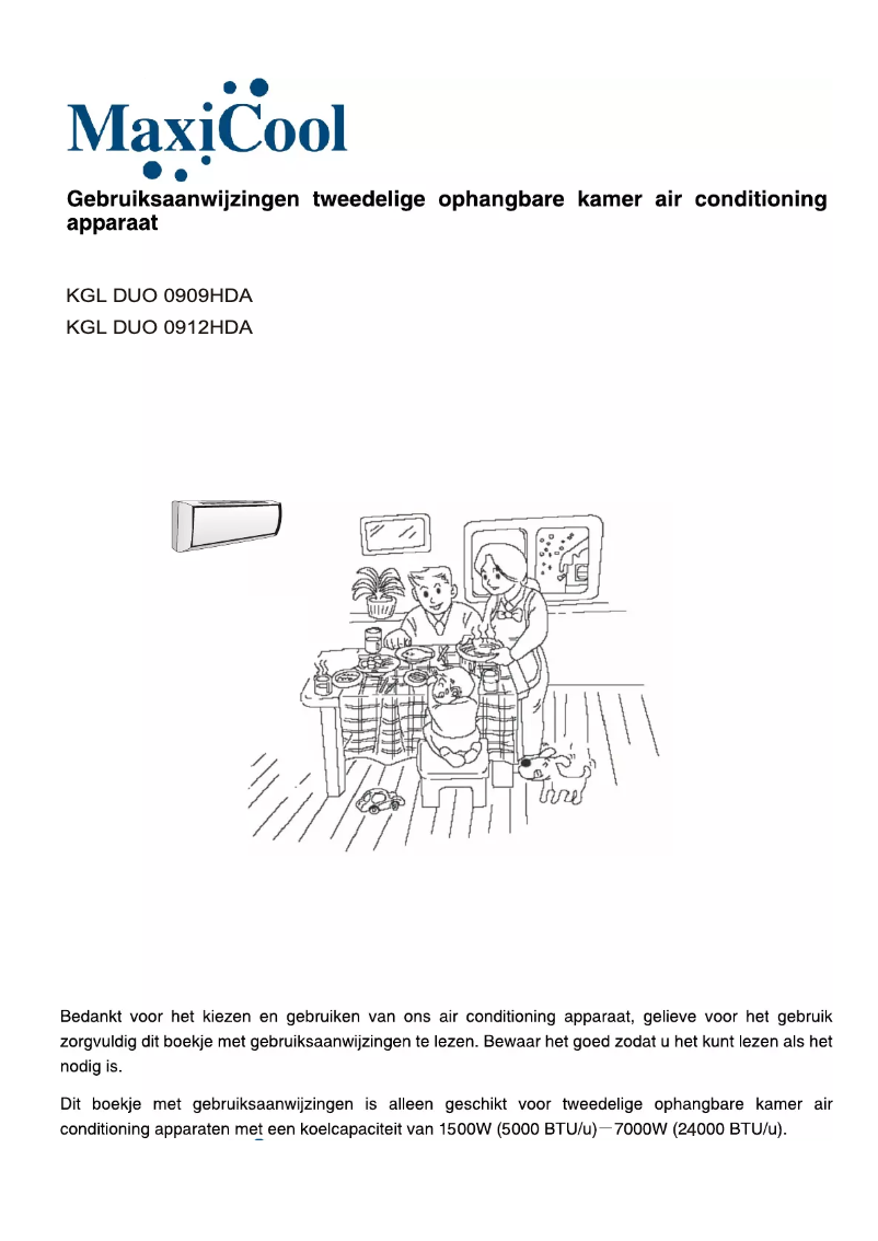 Page n°1 - Manuel utilisateur Maxicool KGL DUO 0909HDA