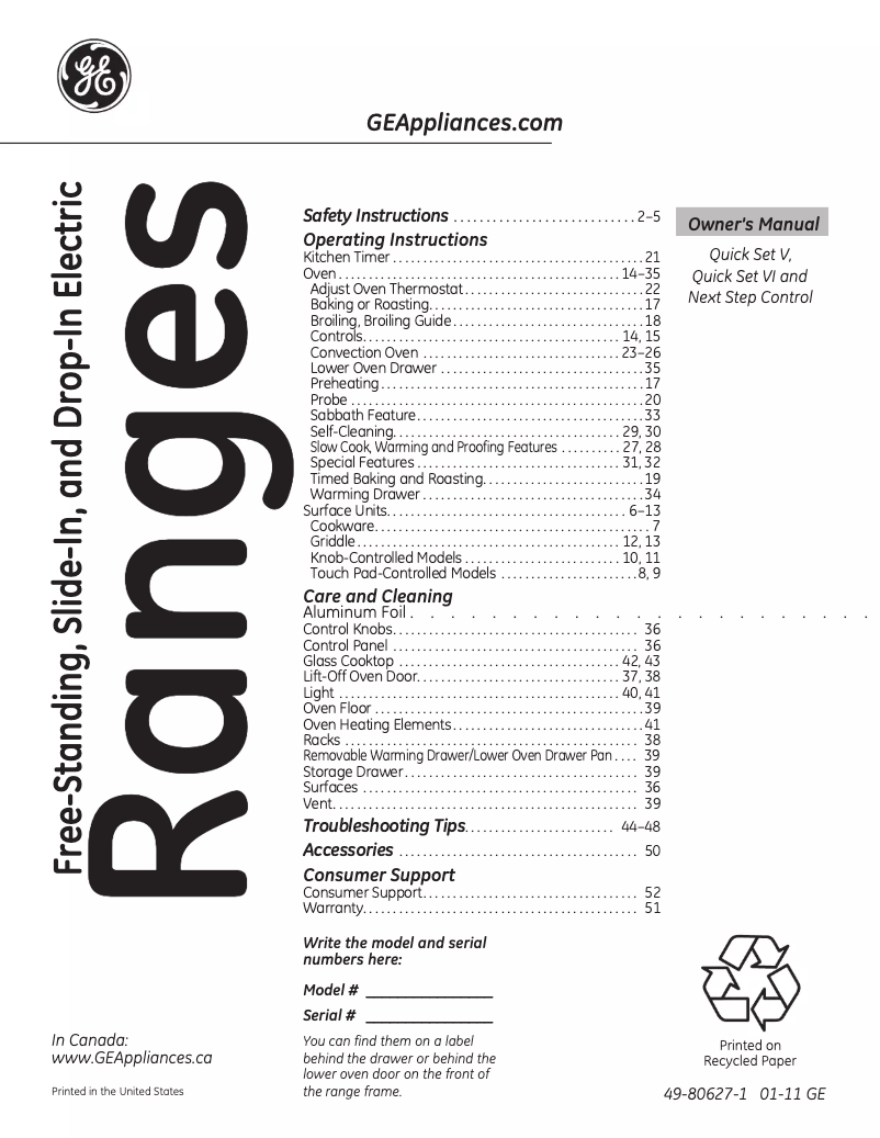 Page 1 de la notice Manuel d'utilisation et d'entretien Adora JB855SPSS
