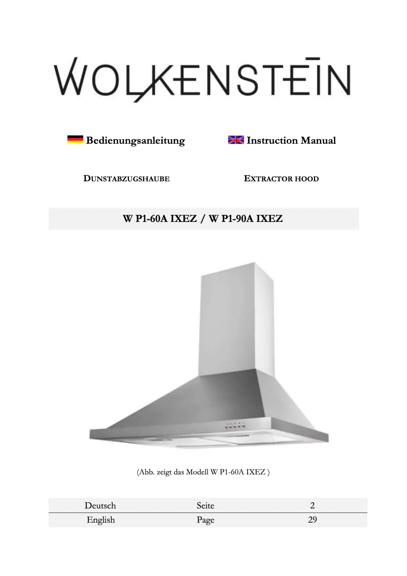 Image de la première page du manuel de l'appareil W P1-60A IXEZ