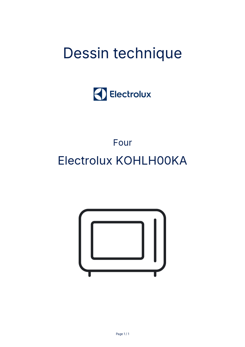 Page n°1 - Dessin technique Electrolux KOHLH00KA