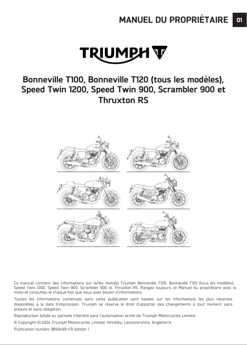 Page 1 de la notice Manuel utilisateur Triumph Bonneville T120 (2021)