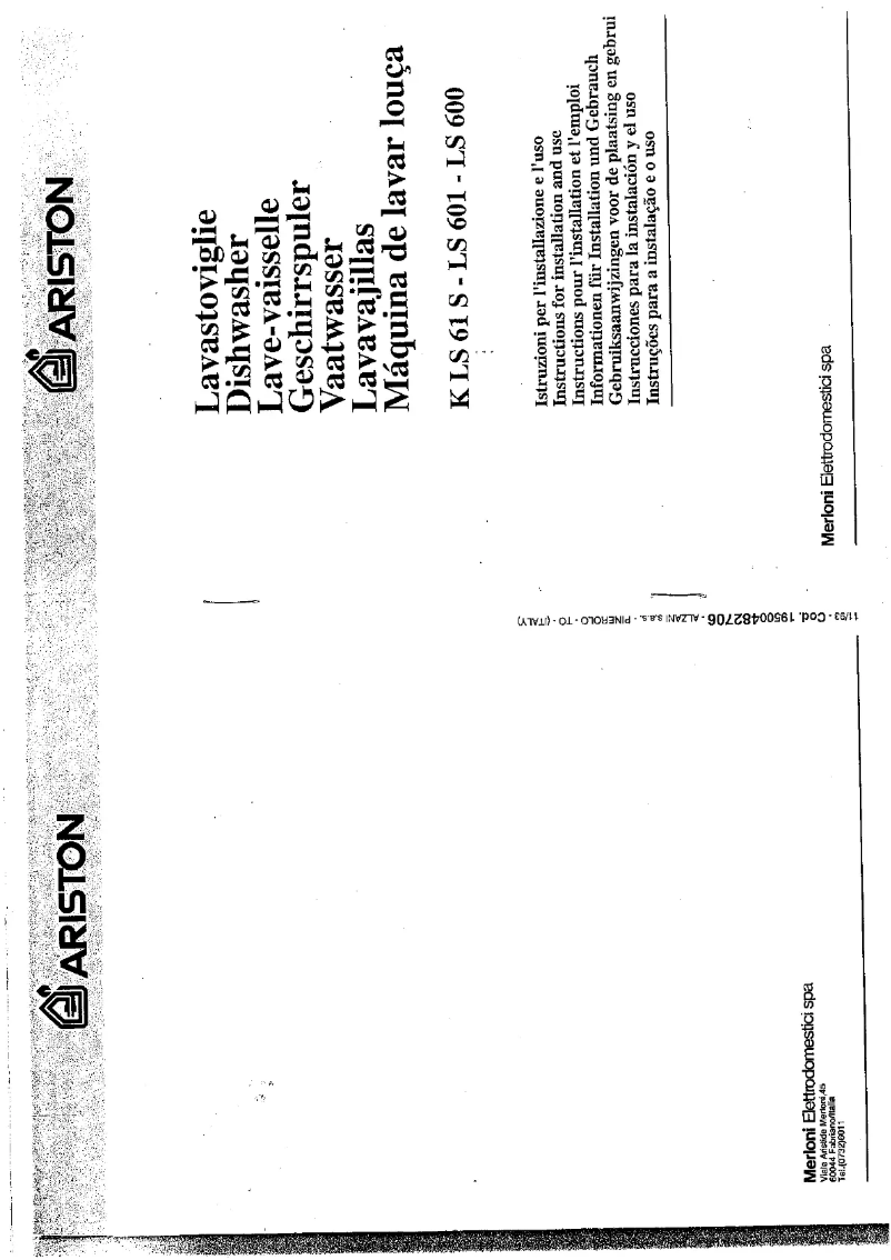 Page 1 de la notice Manuel utilisateur Ariston Thermo KLS61S