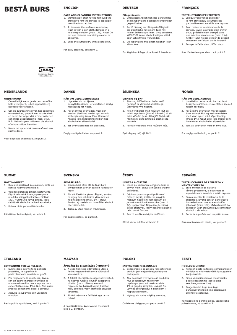 Page 1 de la notice Manuel utilisateur Ikea BESTÅ BURS 702.453.39