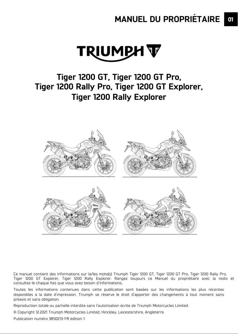 Image de la première page du manuel de l'appareil Tiger 1200 GT (2023)