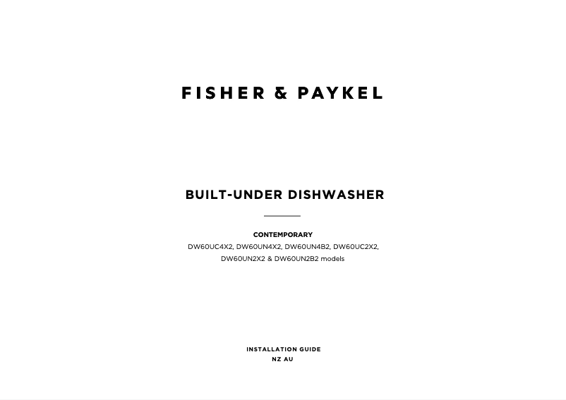 Page n°1 - Guide d'installation Fisher & Paykel DW60UN2X2