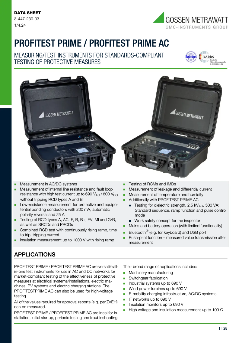 Image de la première page du manuel de l'appareil PROFITEST PRIME AC