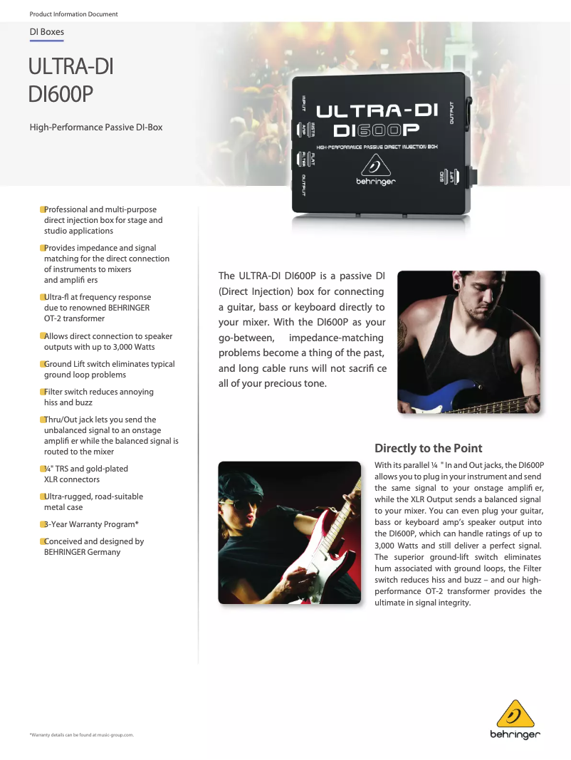 Image de la première page du manuel de l'appareil ULTRA-DI DI600P