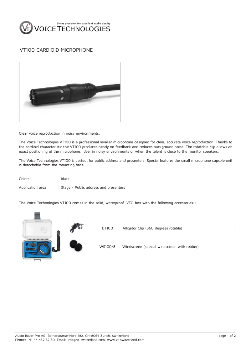 Page n°1 - Manuel utilisateur Voice Technologies VT0133
