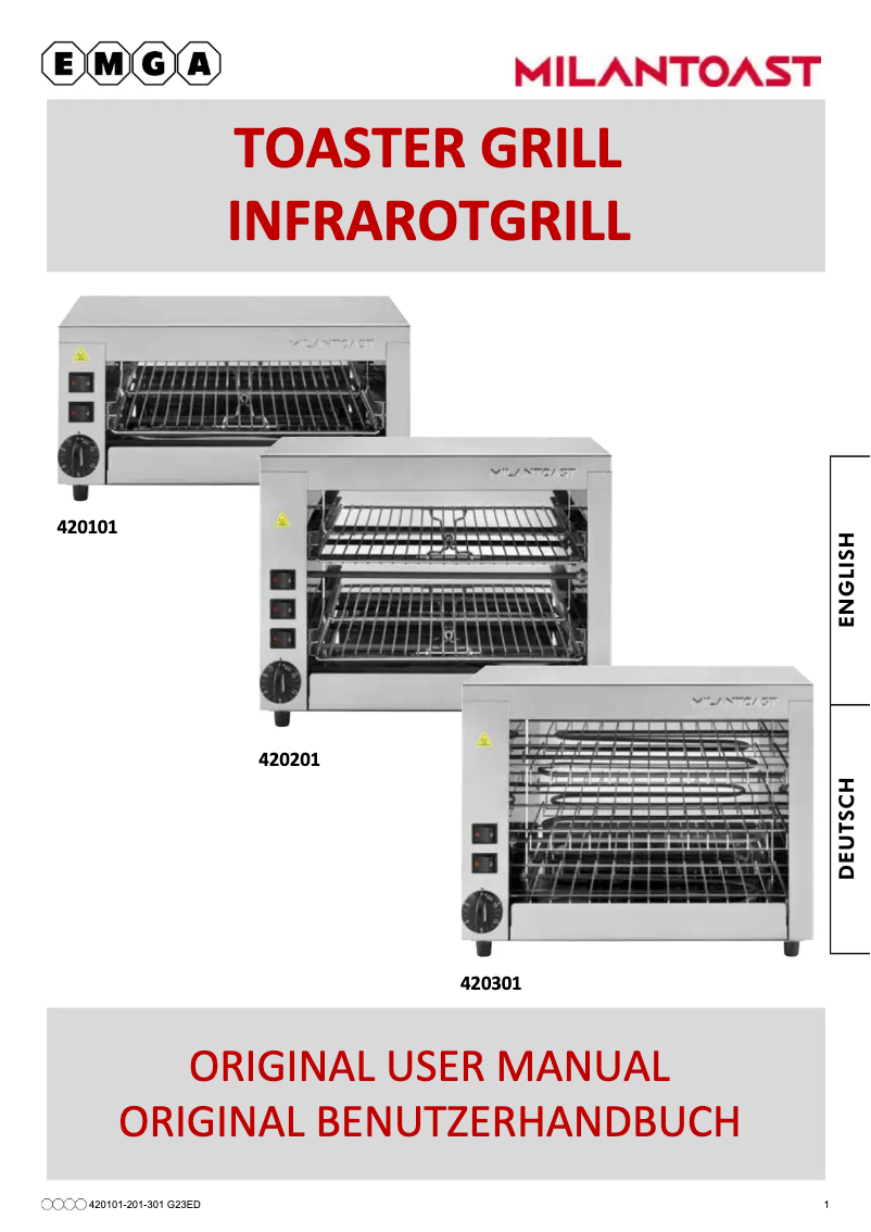 Page 1 de la notice Manuel utilisateur MilanToast 420101