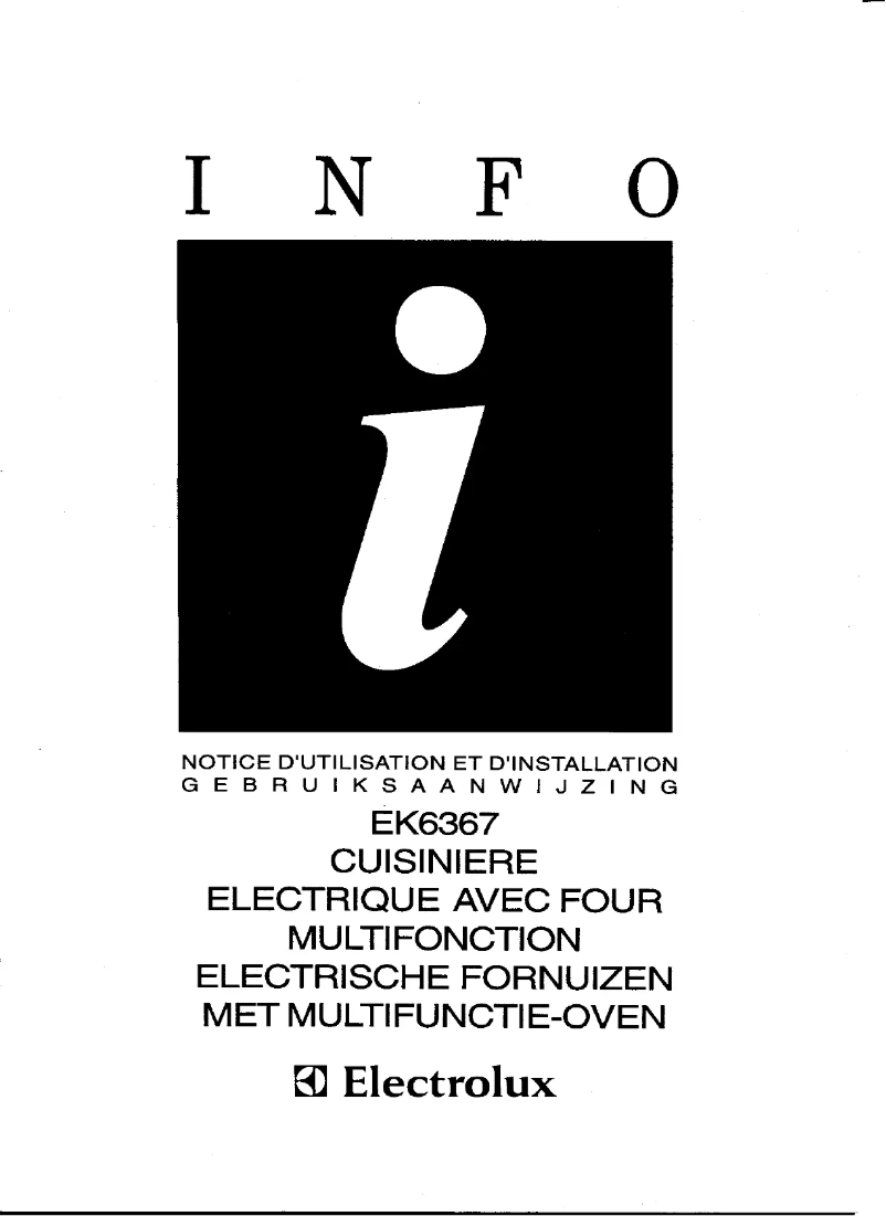 Page 1 de la notice Manuel utilisateur Electrolux EK6367