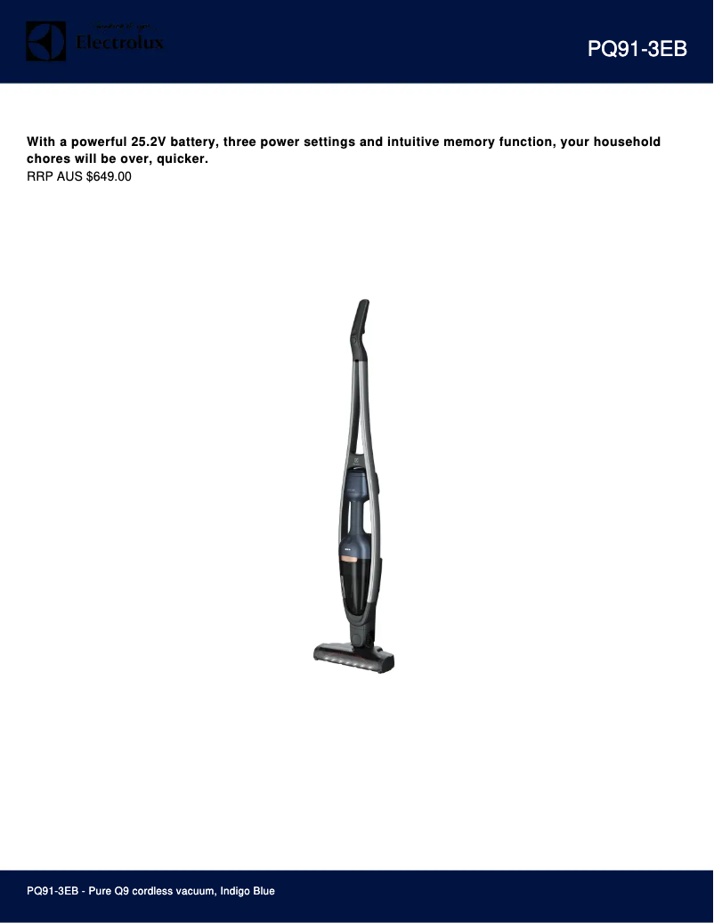 Page n°1 - Fiche technique Electrolux Pure Q9 PQ91-3EB