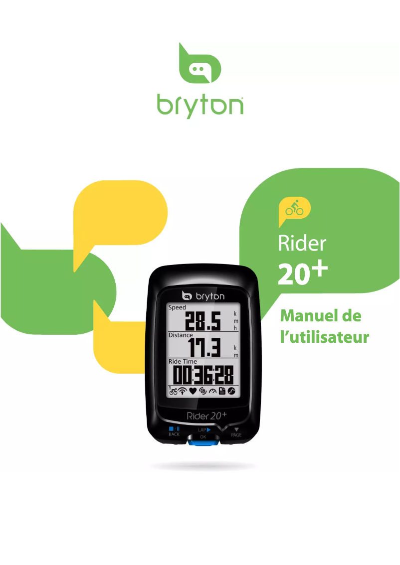 Page 1 de la notice Manuel utilisateur Bryton Rider 20 plus