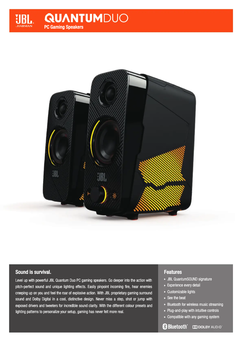 Page 1 de la notice Fiche technique JBL Quantum DUO