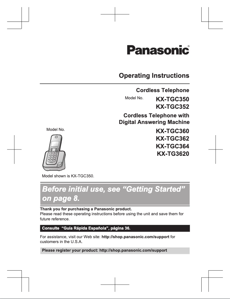 Imagen de la primera página del manual del dispositivo KX-TGC364