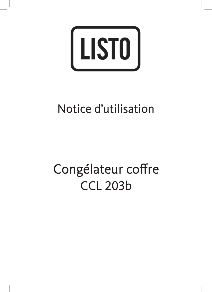 Page 1 de la notice Manuel utilisateur Listo CCL 203b