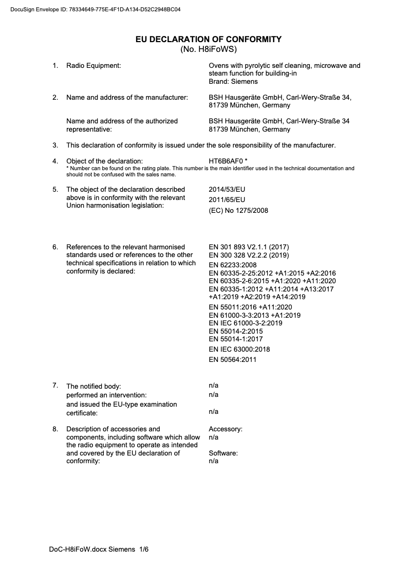 Page 1 de la notice Manuel utilisateur Siemens HN878G4B6S