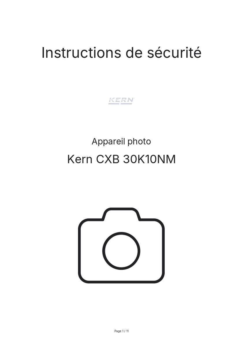 Page n°1 - Instructions de sécurité Kern CXB 30K10NM