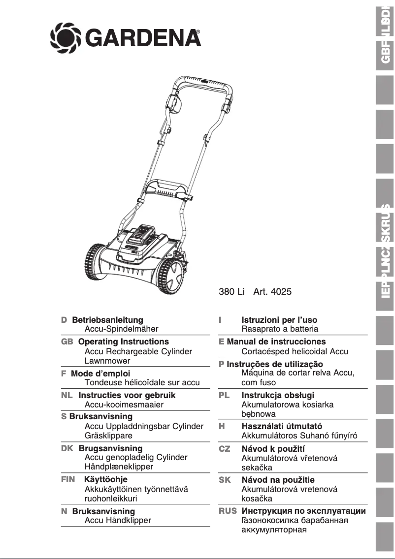 Page n°1 - Manuel utilisateur Gardena 380 Li