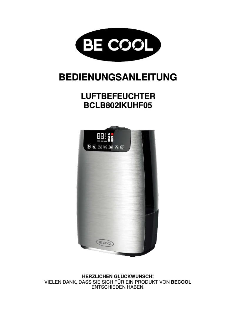 Page n°1 - Manuel utilisateur Be Cool BCLB802IKUHF05