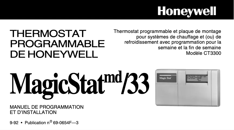 Page 1 de la notice Manuel utilisateur Honeywell MagicStat 33