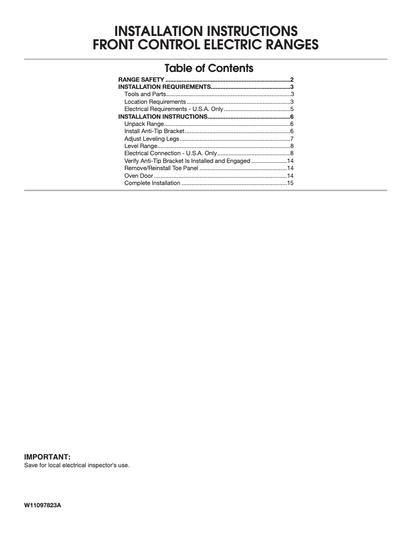 Image de la première page du manuel de l'appareil WEE510SAGW