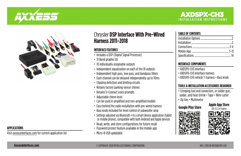 Page 1 de la notice Manuel utilisateur AXESS AXDSPX-CH3