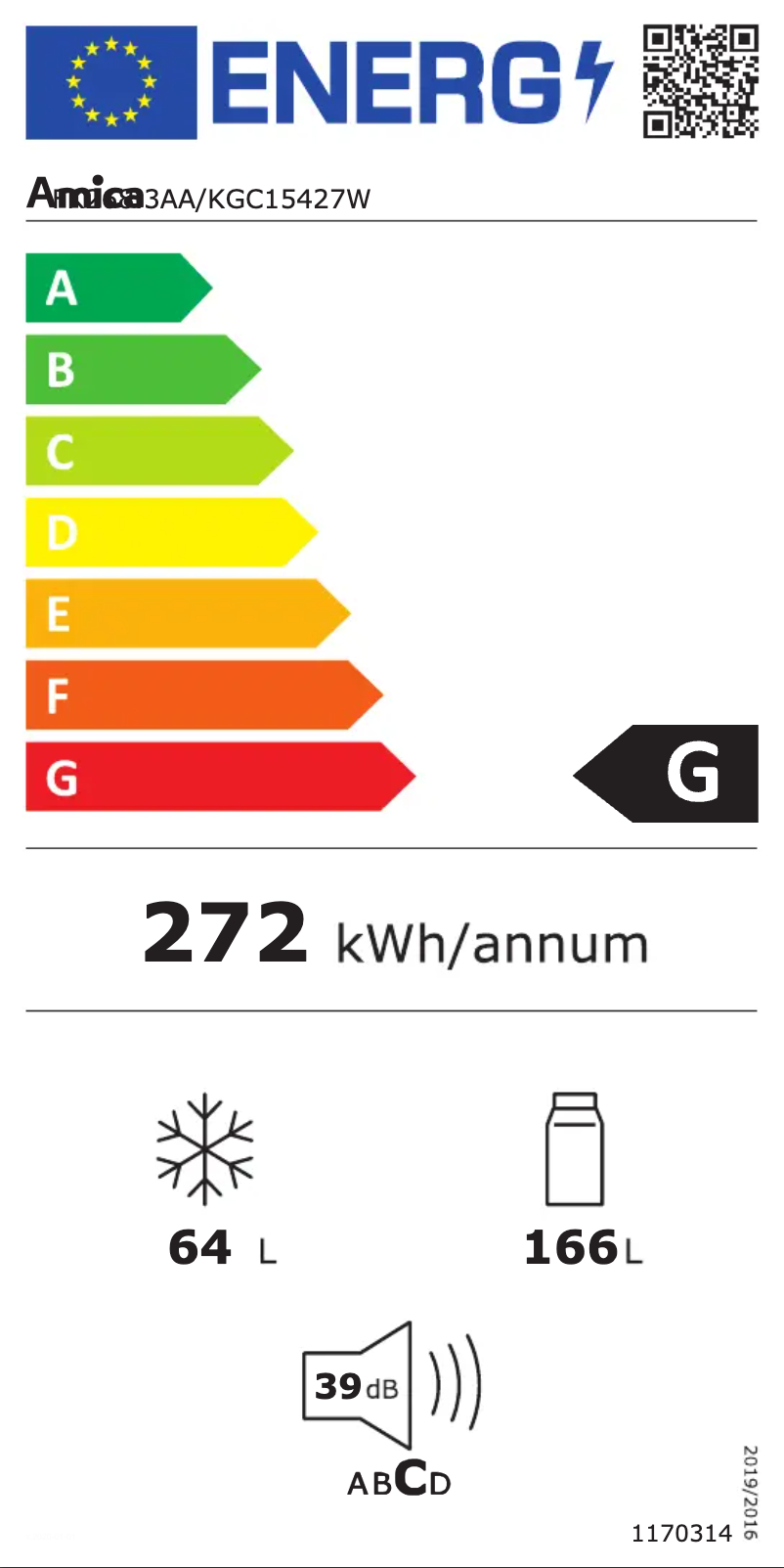 Page n°1 - Label énergétique Amica KGC 15427 W