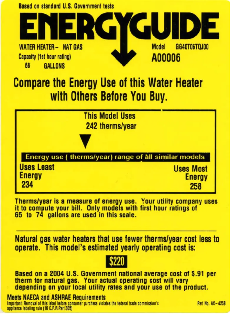 Page n°1 - Label énergétique GE GG40T06TQJ