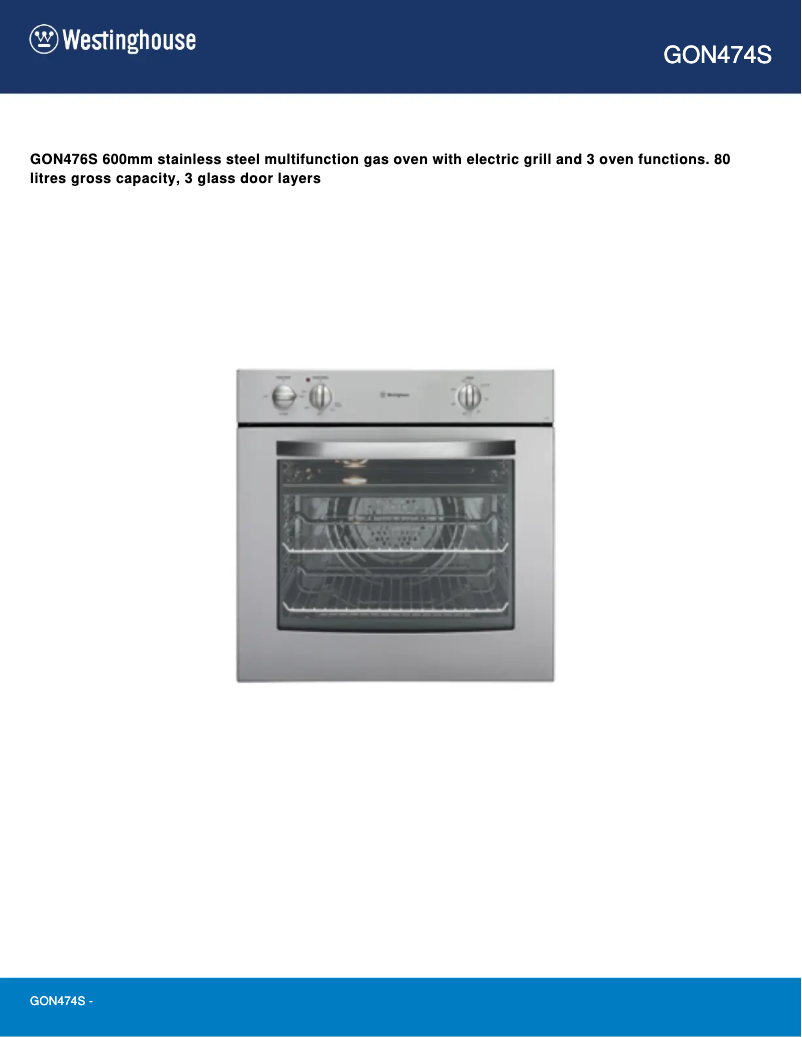 Page 1 de la notice Manuel utilisateur Westinghouse GON474S