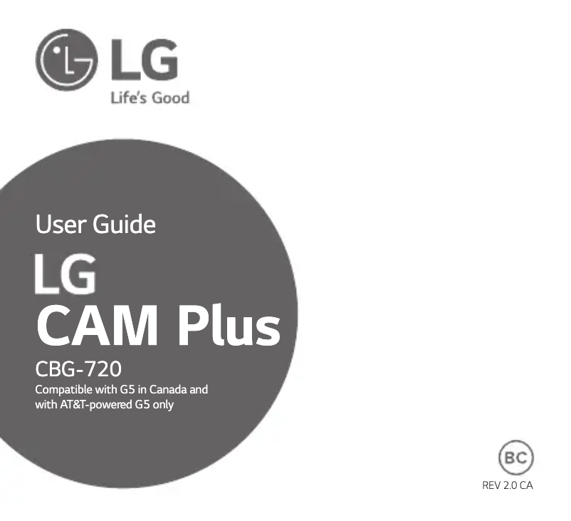 Page n°1 - Manuel utilisateur LG Cam Plus CBG-720