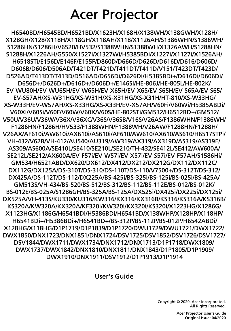 Page 1 de la notice Manuel utilisateur Acer H6518STi