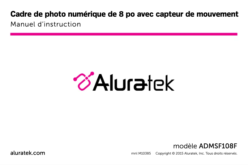 Page 1 de la notice Guide de démarrage rapide Aluratek ADMSF108F