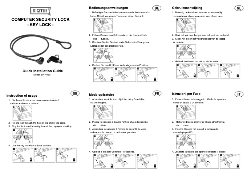 Page 1 de la notice Manuel utilisateur Digitus DA-40501
