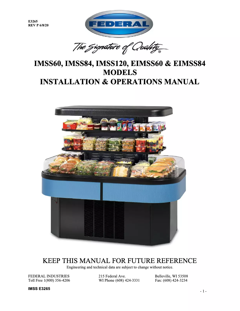 Page 1 de la notice Manuel utilisateur Federal EIMSS60SC-3