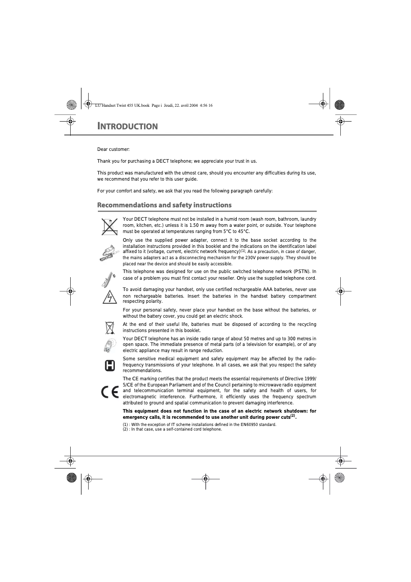Page n°1 - Manuel utilisateur Belgacom Twist 455 duo