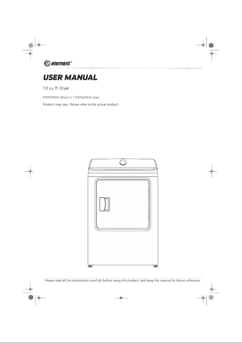 Page 1 de la notice Manuel utilisateur Element ETD7027ECW