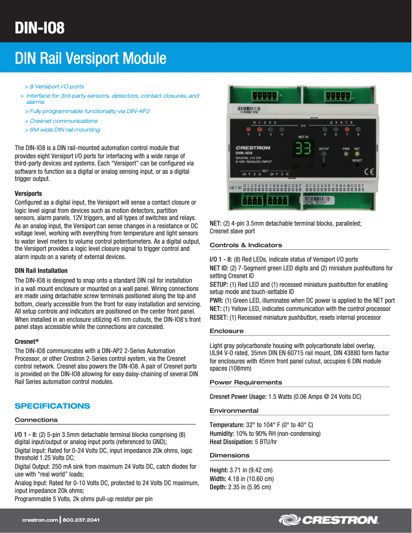 Image de la première page du manuel de l'appareil DIN-IO8