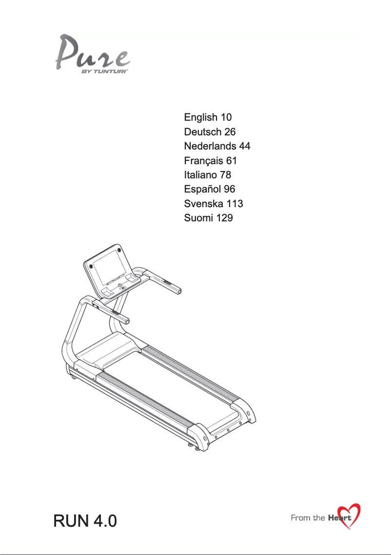 Page 1 de la notice Manuel utilisateur Tunturi Pure Run 4.0