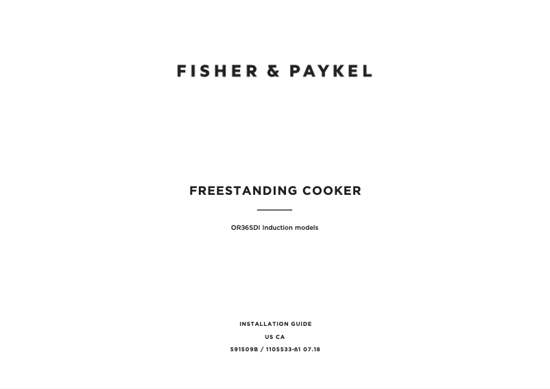 Página 1 del manual Guía de instalación Fisher & Paykel OR36SDI6X1