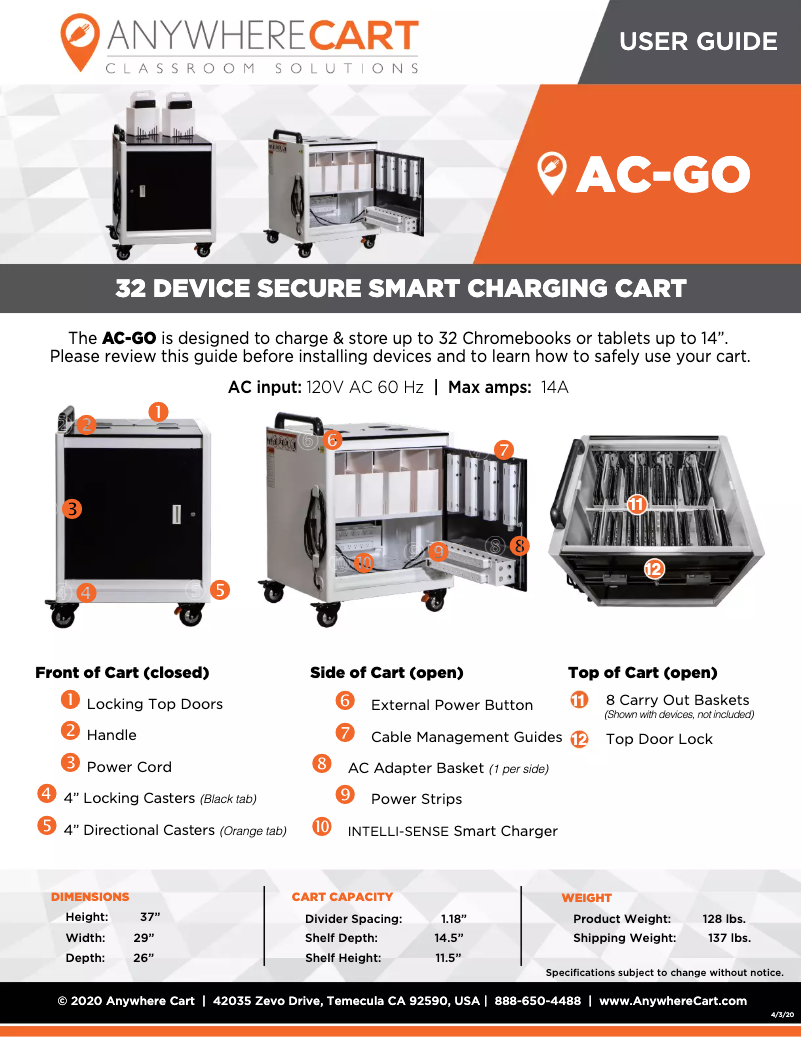 Page n°1 - Manuel utilisateur Anywhere Cart AC-GO