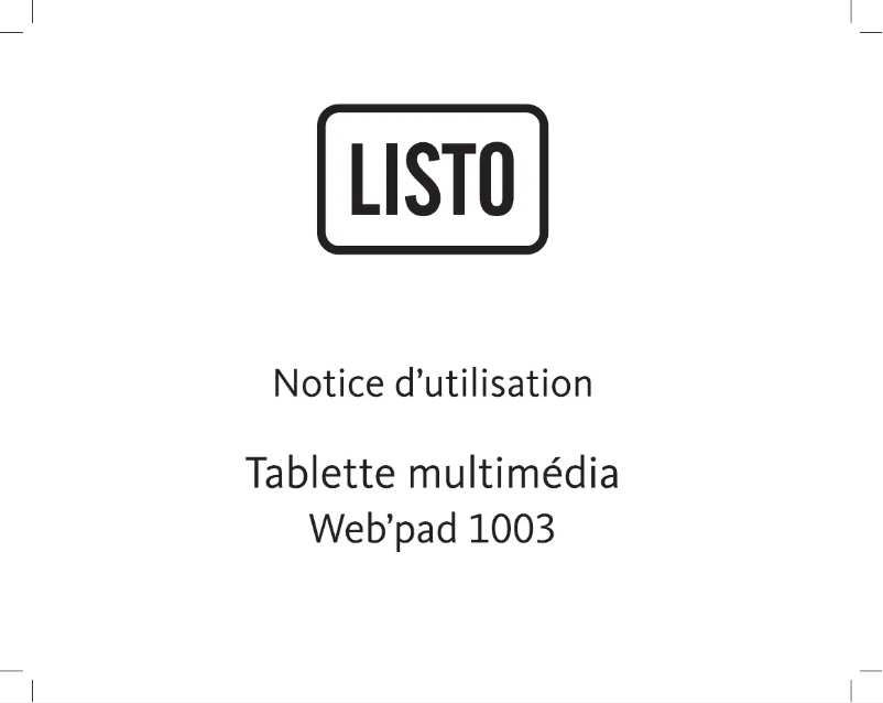Page 1 de la notice Manuel utilisateur Listo Web'Pad 1003
