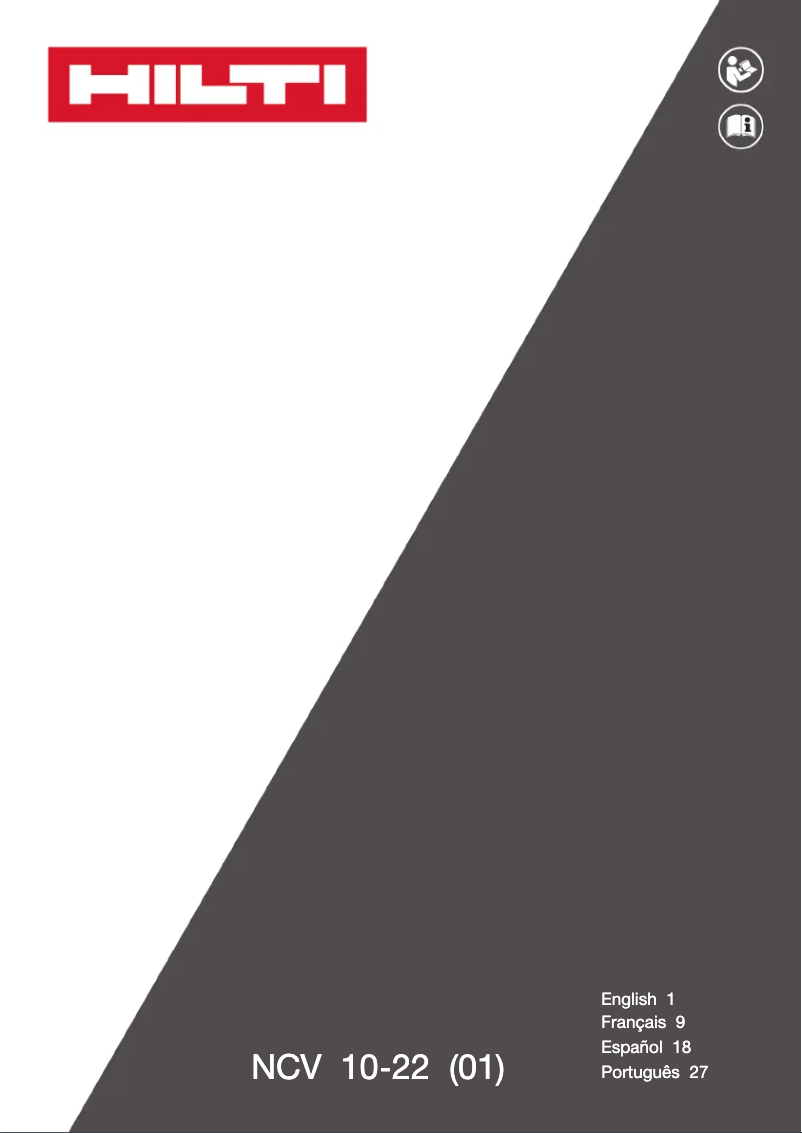 Page 1 de la notice Manuel utilisateur Hilti NCV 10‑22