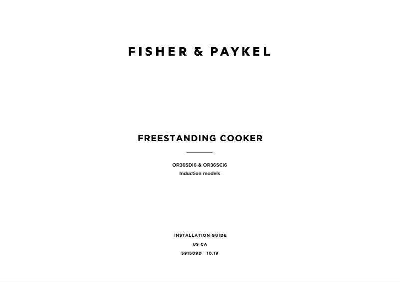 Page 1 de la notice Guide d'installation Fisher & Paykel OR36SCI6B1