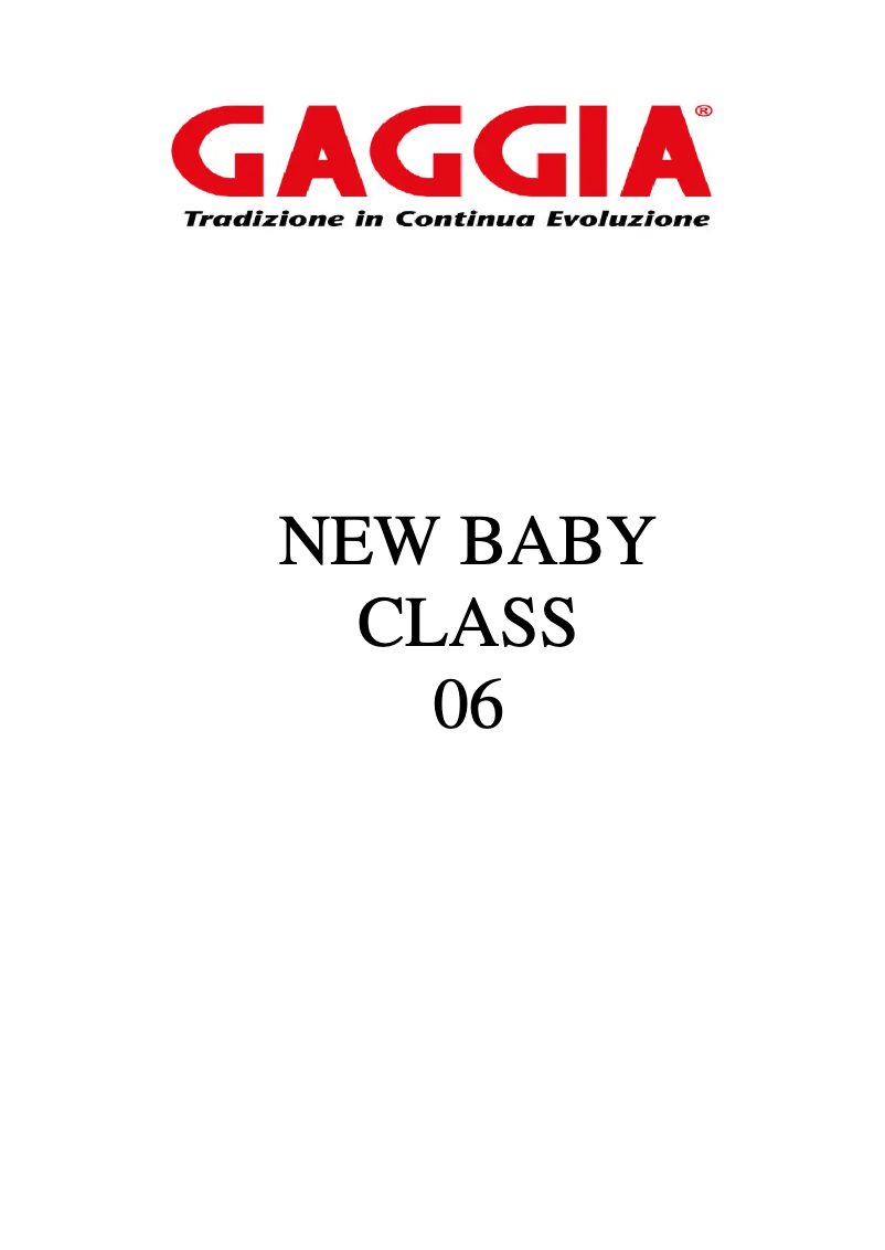 Page n°1 - Manuel utilisateur Gaggia Baby Class