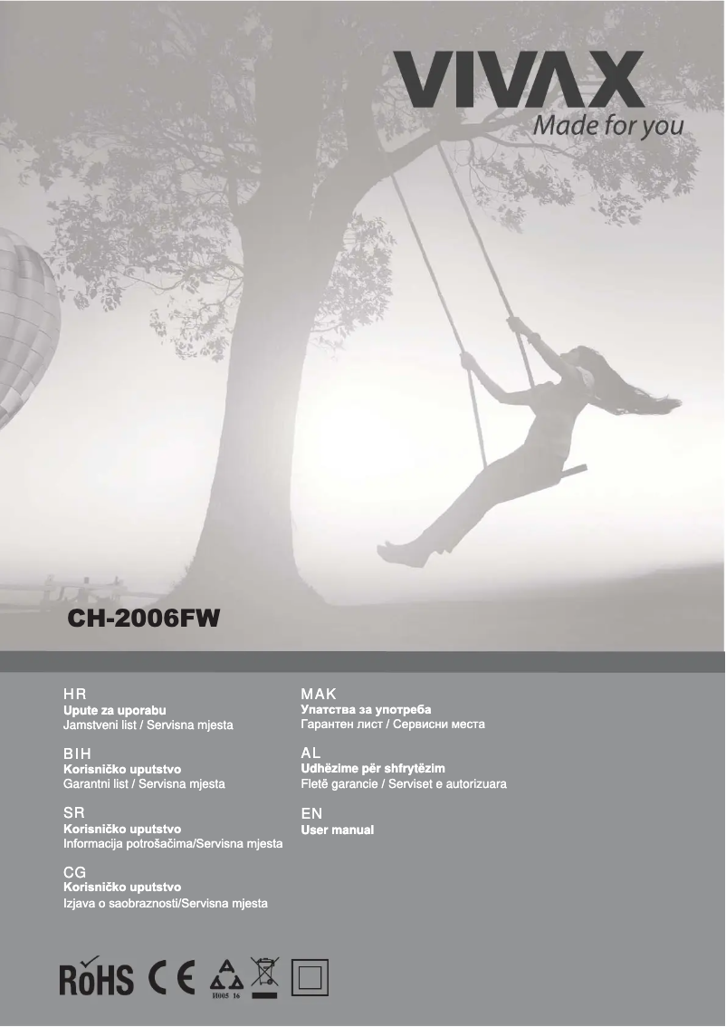 Page 1 de la notice Manuel utilisateur Vivax CH-2006FW