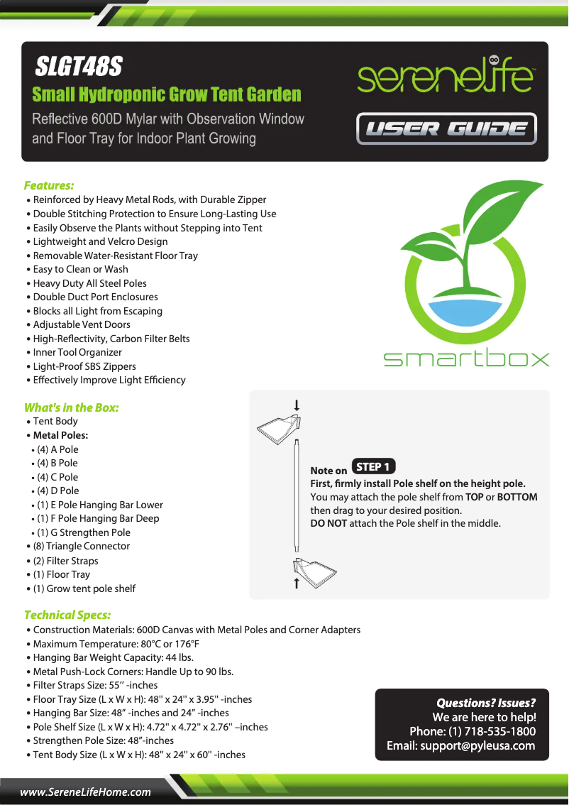 Page 1 de la notice Manuel utilisateur SereneLife SLGT48S