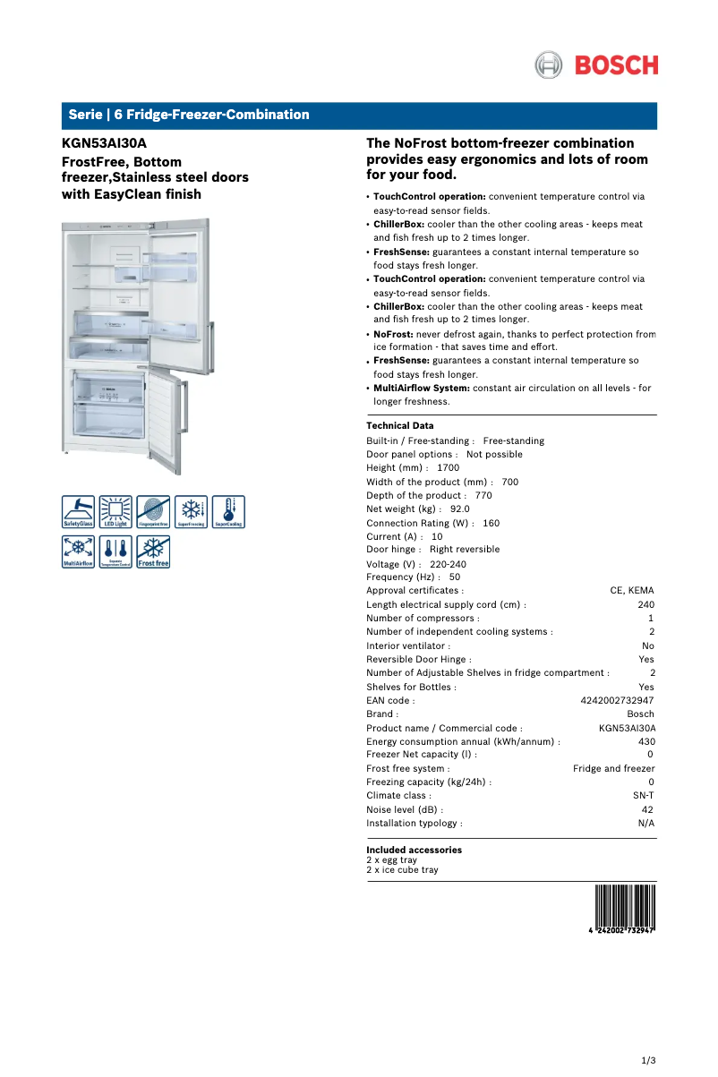 Image de la première page du manuel de l'appareil KGN53AI30A