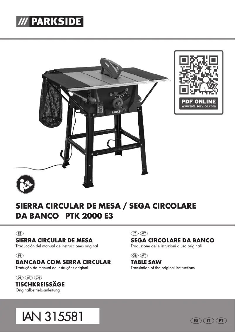 Page n°1 - Manuel utilisateur Parkside PTK 2000 E3