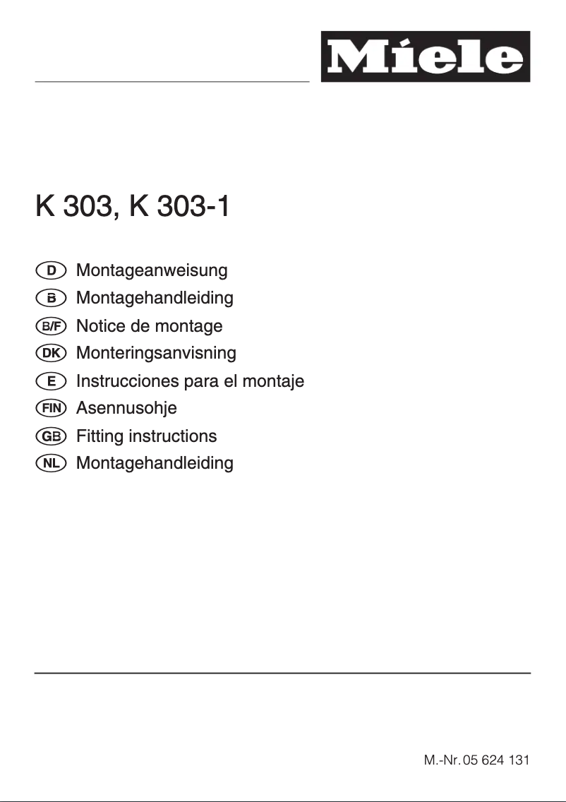 Page n°1 - Manuel utilisateur Miele K 303 I